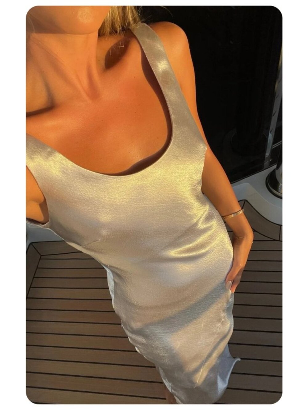 NWT 12th Tribe Orion Silver Metallic Sleeveless Maxi Dress sz XL - Picture 3 of 7